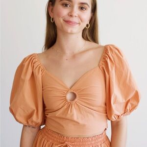 Loni Orange Puff Sleeve Top